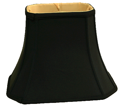 Black Rectangle Cut Corner Shantung with Gold Lining & Piping