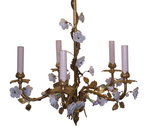 Elegant Brass and Flower Chandelier