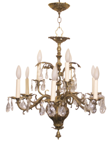 1940's Cast Brass Chandelier