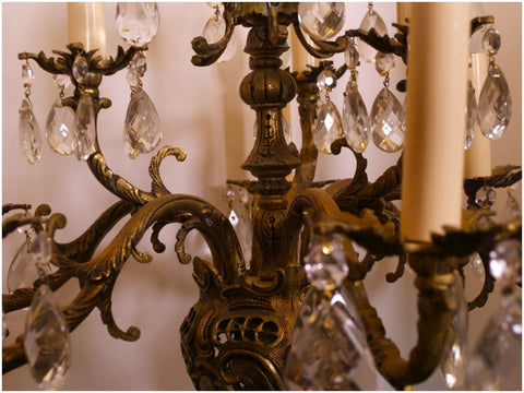 1940's Cast Brass Chandelier